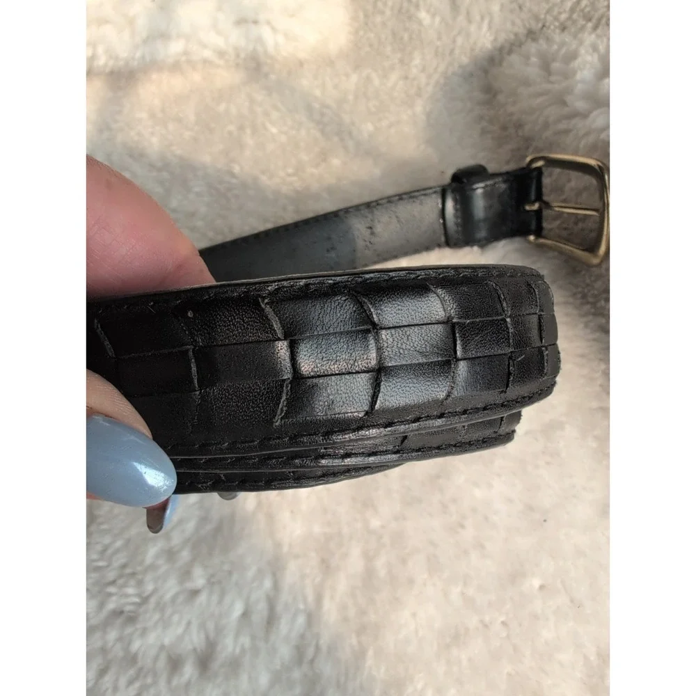 Men's  Black Woven Laced Genuine Bull Leather Casual Dress Belt 1